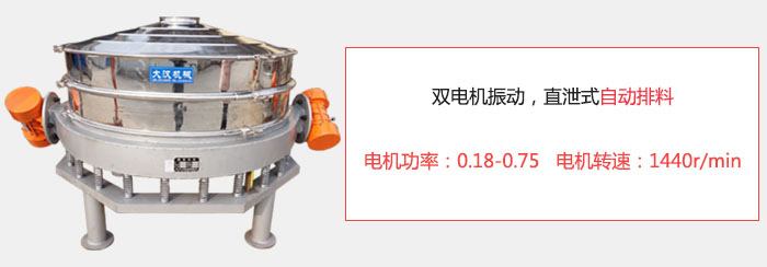 雙電機振動，直泄式自動排料電機功率：0.18-0.75   電機轉速：1440r/min。